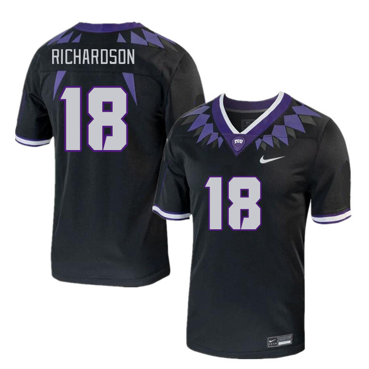 Men #18 JP Richardson TCU Horned Frogs 2023 College Footbal Jerseys Stitched-Black